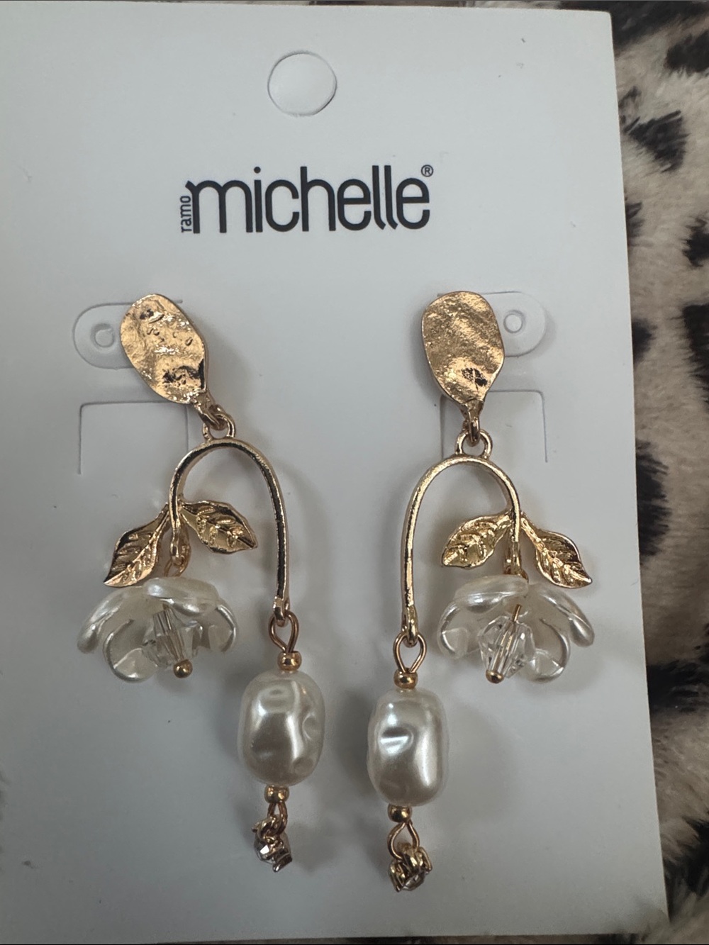 Gold-tone Pearl & Floral Drop Earrings - Gold and Ivory